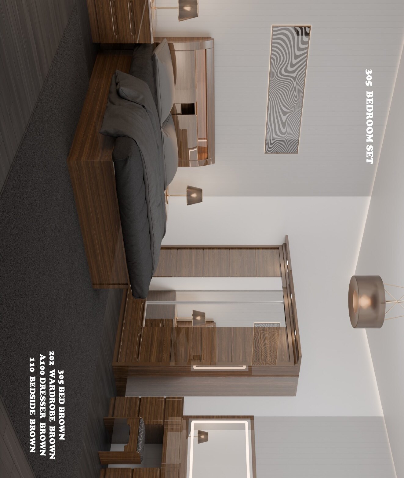 305 High Gloss Bedroom Set view 4
