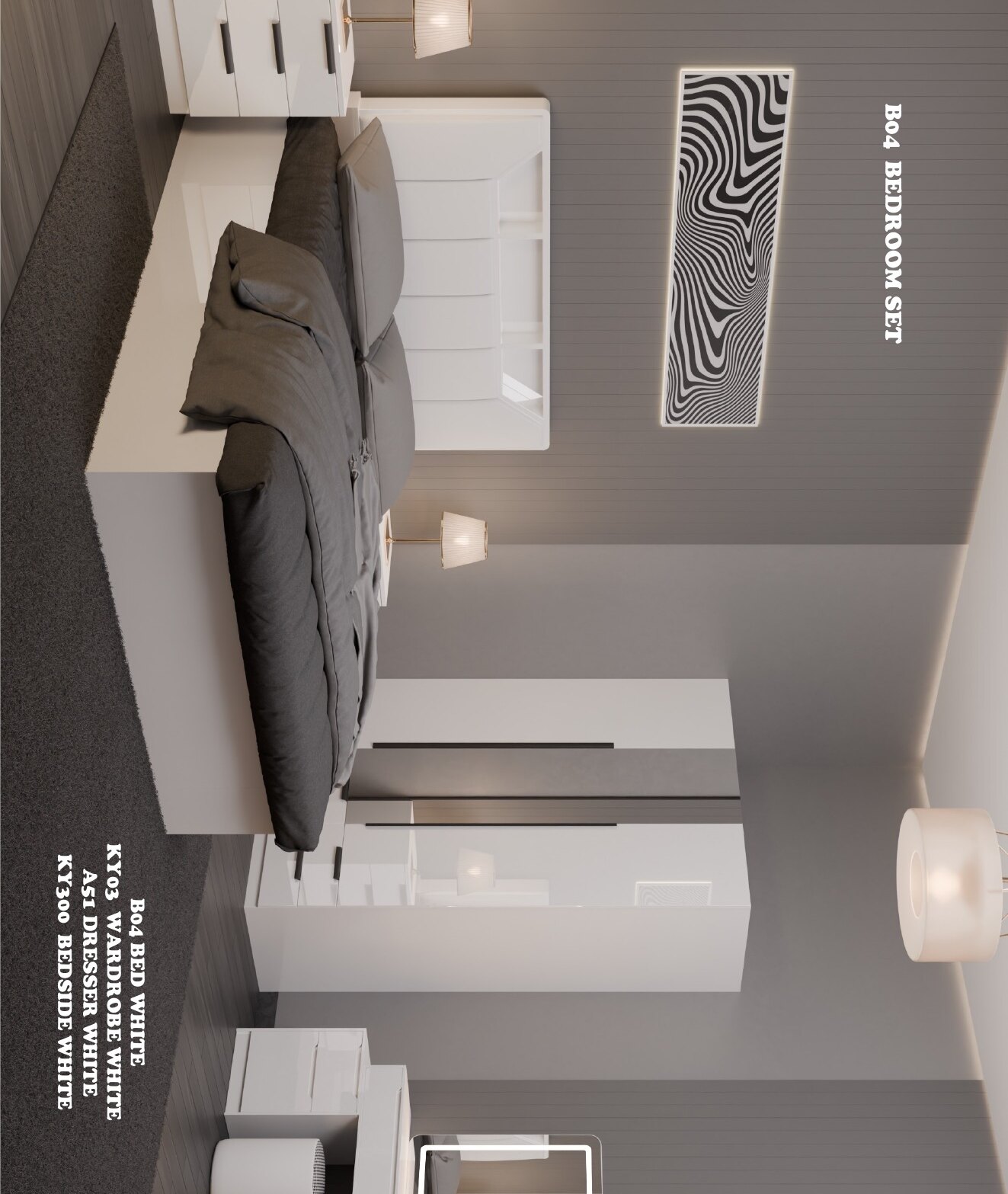 B04 High Gloss Bedroom Set in situ