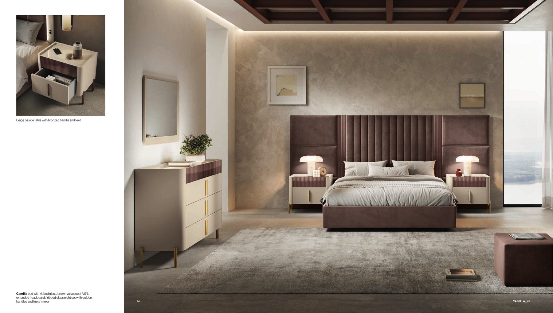 Camilla Italian Upholstered Bed in situ