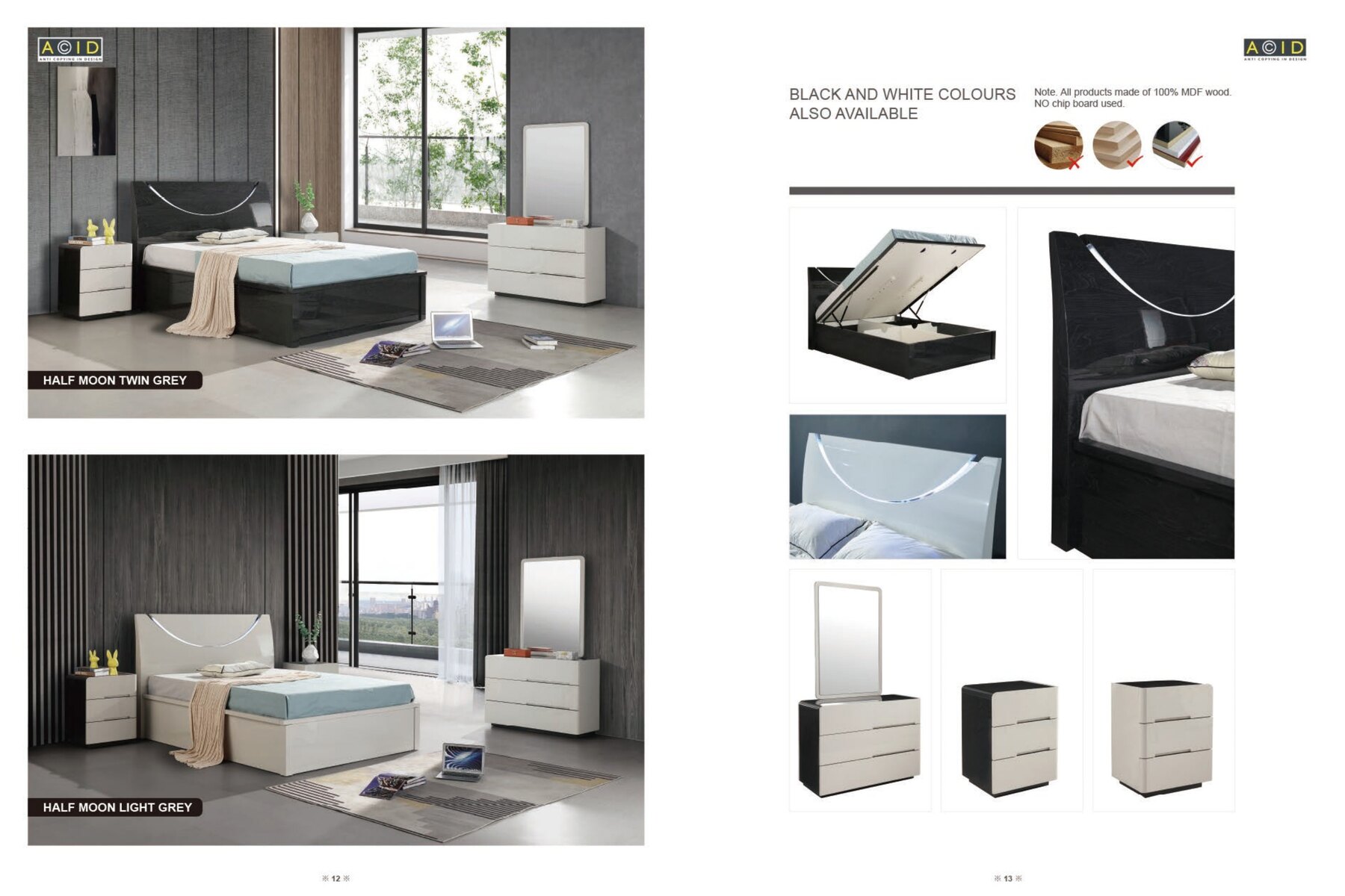 Half Moon High Gloss Bedroom Set in situ