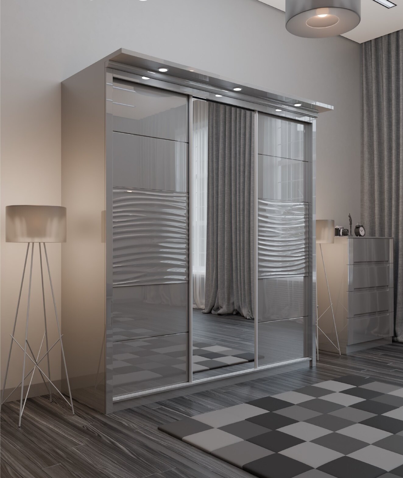 Wavy High Gloss Wardrobe in situ