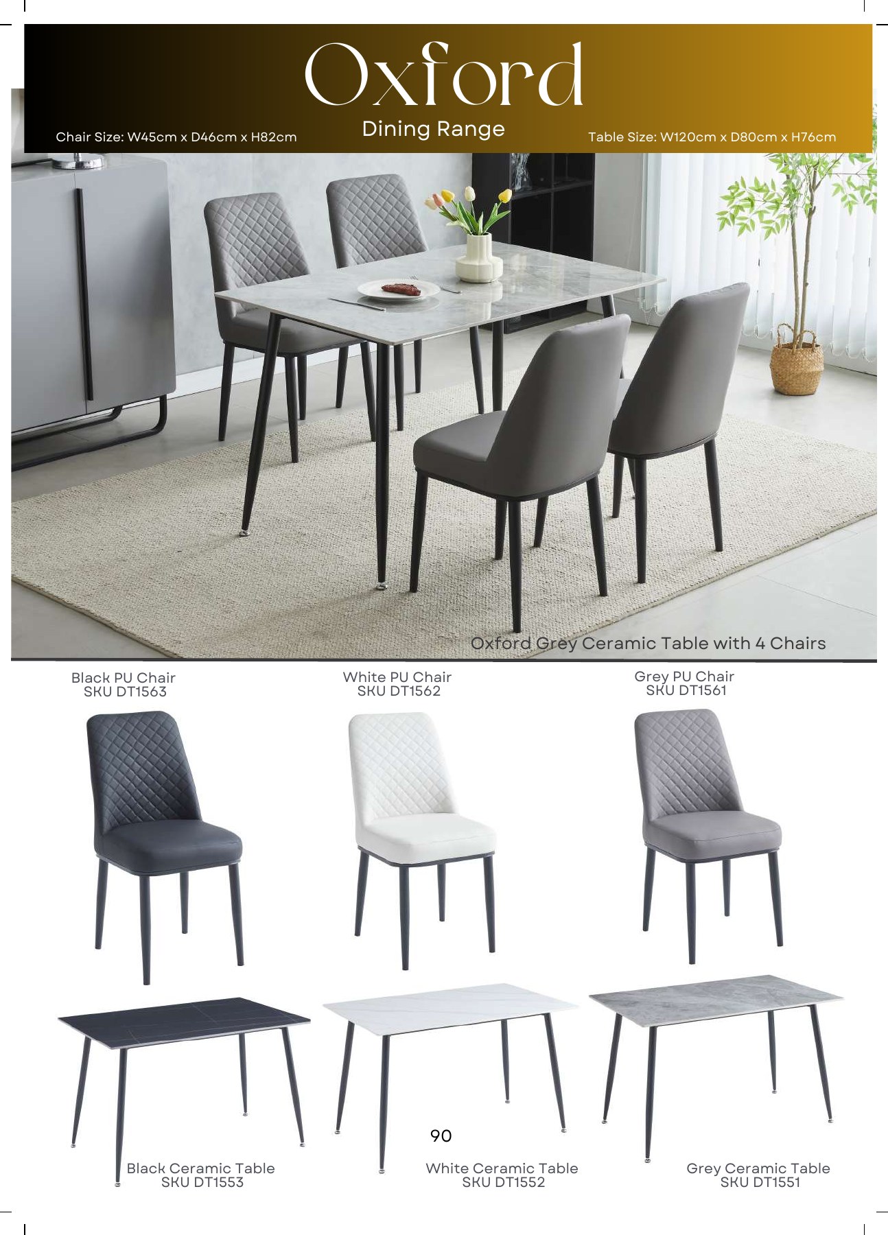 Oxford Ceramic Dining Set with 4 Chairs