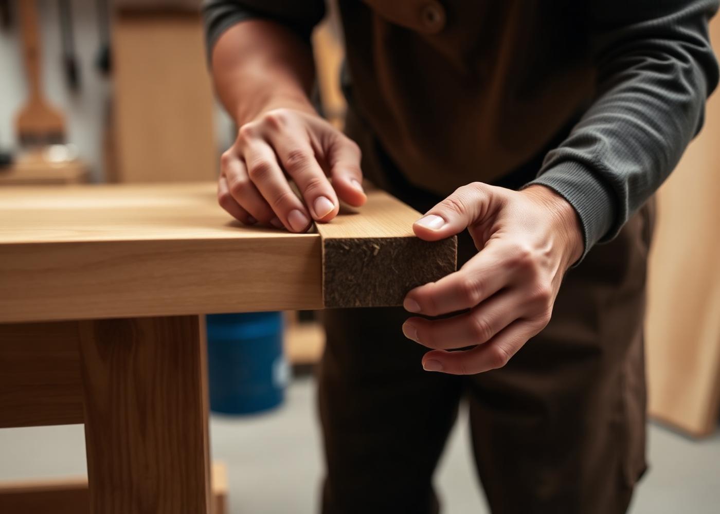 A JAHRA craftsman hand-finishing solid oak