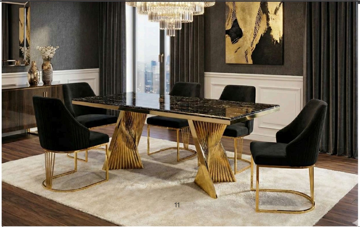 Engelberg 180cm Grey & Black Dining Table in situ