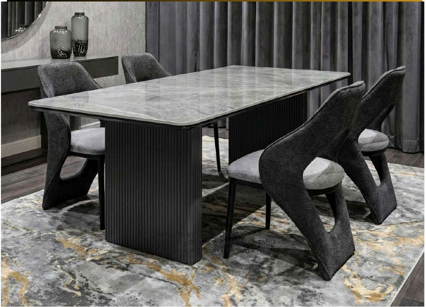 Engelberg 180cm Grey & Black Dining Table